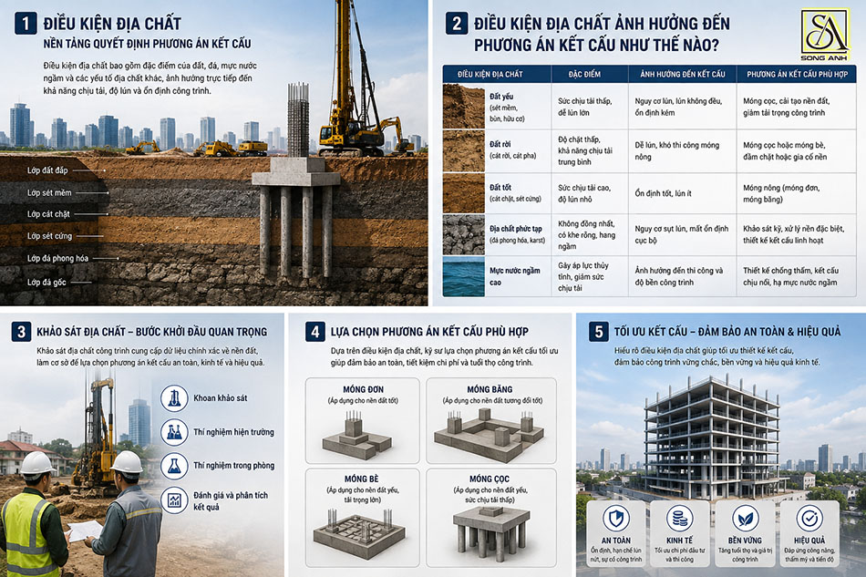 Mặt cắt địa chất và hệ móng cọc công trình cao tầng